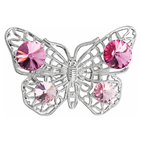 Evolution Group Brož bižuterie se Swarovski krystaly růžový motýl 58002.3