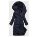 Tmavě modrá dlouhá dámská zimní bunda (2M-033)