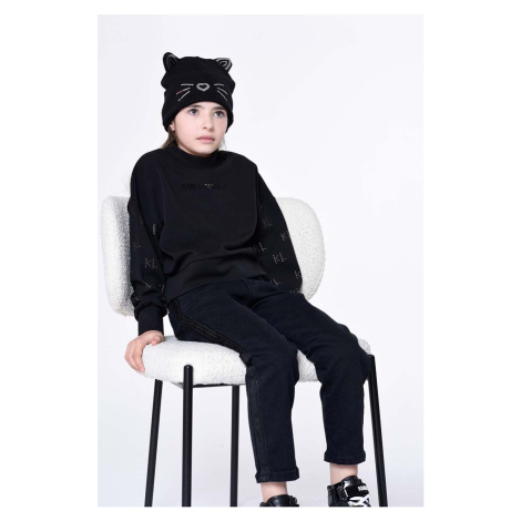 Dětská mikina Karl Lagerfeld černá barva, s potiskem