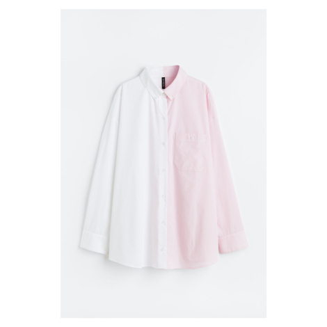 H & M - Oversized popelínová košile - růžová H&M