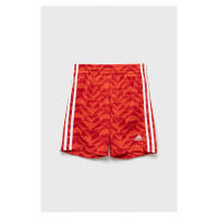 Bavlněné šortky adidas U FT červená barva, nastavitelný pas
