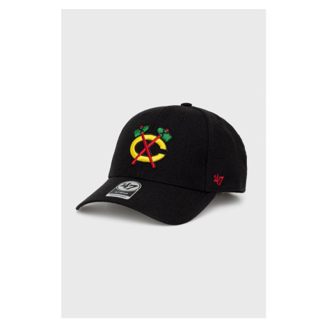 Čepice z vlněné směsi 47brand Chciago Blackshawks černá barva, s aplikací 47 Brand