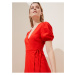 Zavinovací mini šaty ze směsi lnu s véčkovým výstřihem Marks & Spencer červená