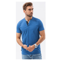 Ombre Pánské basic tričko Reinhold modrá Modrá