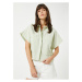 Koton Khaki Women's Standard Shirt Collar Plain Shirt 3sak60018pw