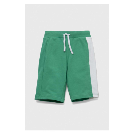 Dětské bavlněné šortky United Colors of Benetton zelená barva, nastavitelný pas
