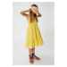 Koton Girl's Floral Scalloped Linen Dress 3skg80004aw