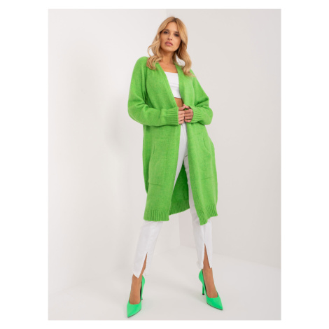 Světle zelený oversize cardigan bez zapínání Fashionhunters