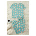 Trendyol Curve Mint Teddy Bear Patterned Jogger Fit Knitted Pajama Set