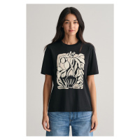 TRIČKO GANT REL PALM PRINT SS T-SHIRT BLACK