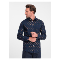 Ombre Clothing Zajímavá granátová košile s trendy vzorem V3 SHCS-0151