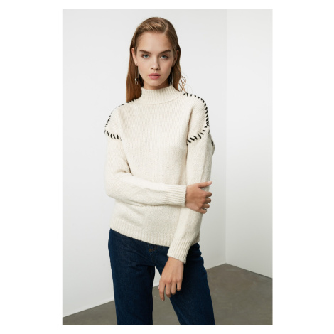 Trendyol Stone Shoulder Seam Detailed Knitwear Sweater
