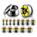 Ocelový tunel plug do uší - žlutý a černý symbol biohazardu, různé velikosti - Tloušťka : 8 mm