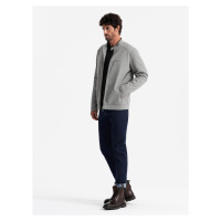 Ombre Men's biker jacket with pockets and collar - grey