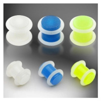 Plug do ucha UV svítící ve tmě, 2 O gumičky - Tloušťka : 8 mm, Barva piercing: Neonová - Zelená