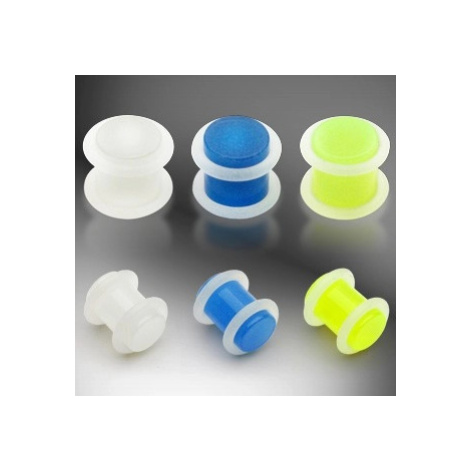 Plug do ucha UV svítící ve tmě, 2 O gumičky - Tloušťka : 8 mm, Barva piercing: Neonová - Zelená Šperky eshop