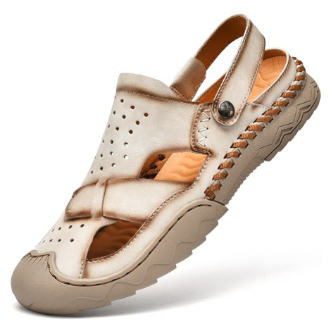 Letní kožené boty pánské uzavřené sandály retro MIXI FASHION