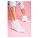 Bílé plátěné Sneakers na skrytém podpatku pro dámy