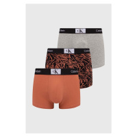 Boxerky Calvin Klein Underwear 3-pack pánské, hnědá barva, 000NB3528E