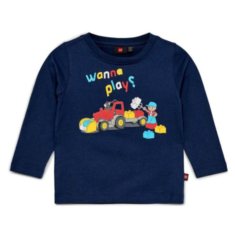 Dětská bavlněná košile s dlouhým rukávem Lego tmavomodrá barva, s potiskem Lego Wear