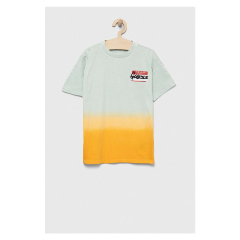 Dětské bavlněné tričko Guess tyrkysová barva