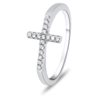 Brilio Silver Blýštivý dámský prsten s čirými zirkony RI017W