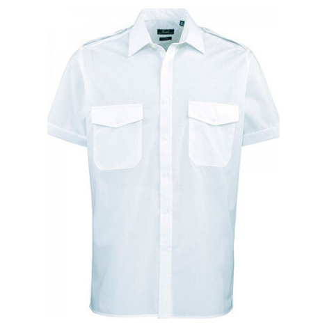 Premier Workwear Pánská košile Pilot s krátkým rukávem a dvěma náprsními kapsami