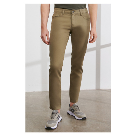 AC&Co / Altınyıldız Classics Men's Green Slim Fit Slim Fit Cotton 5 Pocket Flexible Casual Trous