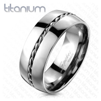 Titanový prsten - stříbrný kroužek, točený drátek uprostřed