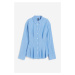 H & M - Popelínová košile's projmutým pasem - modrá