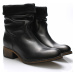 Černé kožené ohrnovací polokozačky Online Shoes