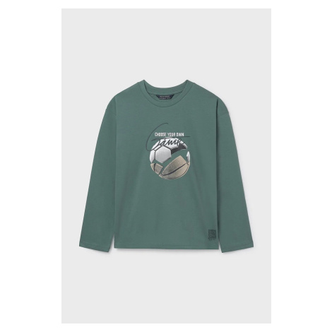 Bavlněné tričko s dlouhým rukávem Mayoral zelená barva, 7003