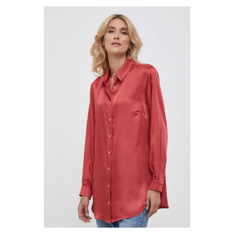 Košile Sisley dámská, červená barva, regular, s klasickým límcem