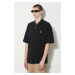 Bavlněné polo tričko Maison Kitsuné Bold Fox Head Patch Oversize Polo černá barva, s aplikací, M