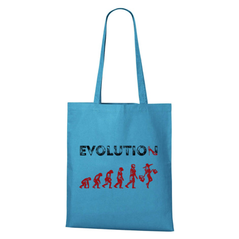 DOBRÝ TRIKO Bavlněná taška s potiskem Evoluce nákupy Barva: Tyrkysová