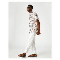 Koton Leaf Patterned Short Sleeve Shirt