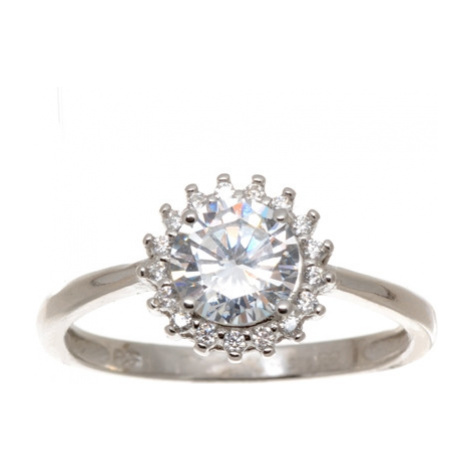 Stříbrný prsten se zirkony 61633F Silver style