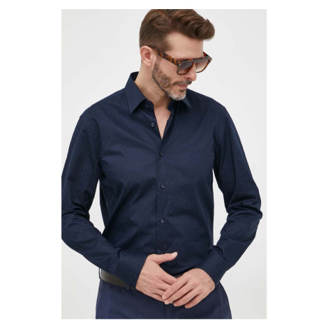 Košile BOSS tmavomodrá barva, regular, s klasickým límcem Hugo Boss