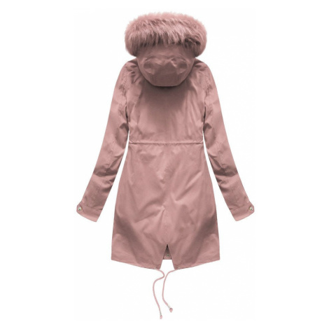 Dámská zimní bunda parka ve starorůžové barvě s podšívkou a kapucí  (7600BIG) LIBLAND | Modio.cz