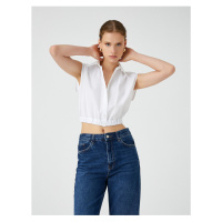 Koton Crop Shirt Window Detailed Sleeveless Cotton