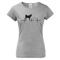 Dámské tričko s potiskem plemene American Akita tep - pro milovníky psů