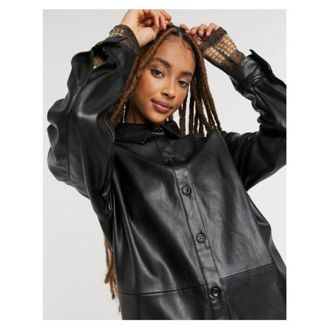 Pull&Bear faux leather shirt in black | Modio.cz