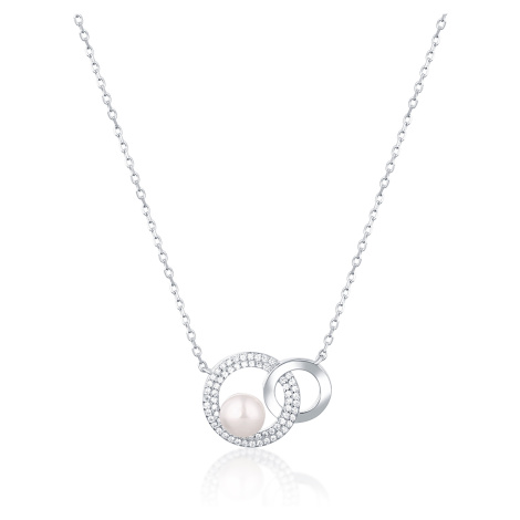 JwL Luxury Pearls Módní náhrdelník s pravou perlou a zirkony JL0751 (řetízek, přívěsek)