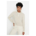 Trendyol Stone Polo Collar Crop Knitwear Sweater