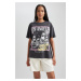 DEFACTO Oversize Fit Crew Neck Printed Short Sleeve 100% Cotton T-shirt