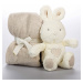 Plyšový králíček s dekou bílá/béžová králíček 30 cm;deka 75 x 90 cm