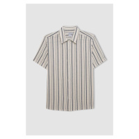 DEFACTO Regular Fit Polo Neck Striped Cotton Short Sleeve Shirt