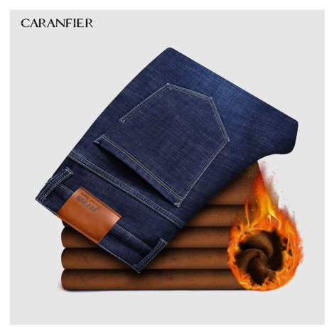 Pánské prošívané džíny slim fit teplé kalhoty CARANFLER