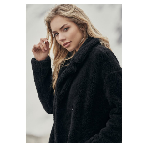 Ladies Oversized Sherpa Coat - black Urban Classics