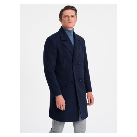 Tmavě modrý pánský kabát s podšívkou Ombre Clothing